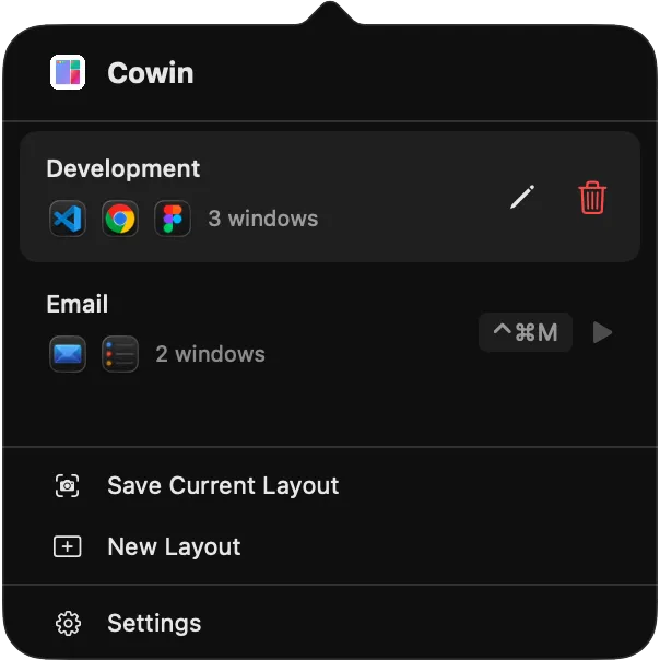 Bear. Cowin Menu Bar
